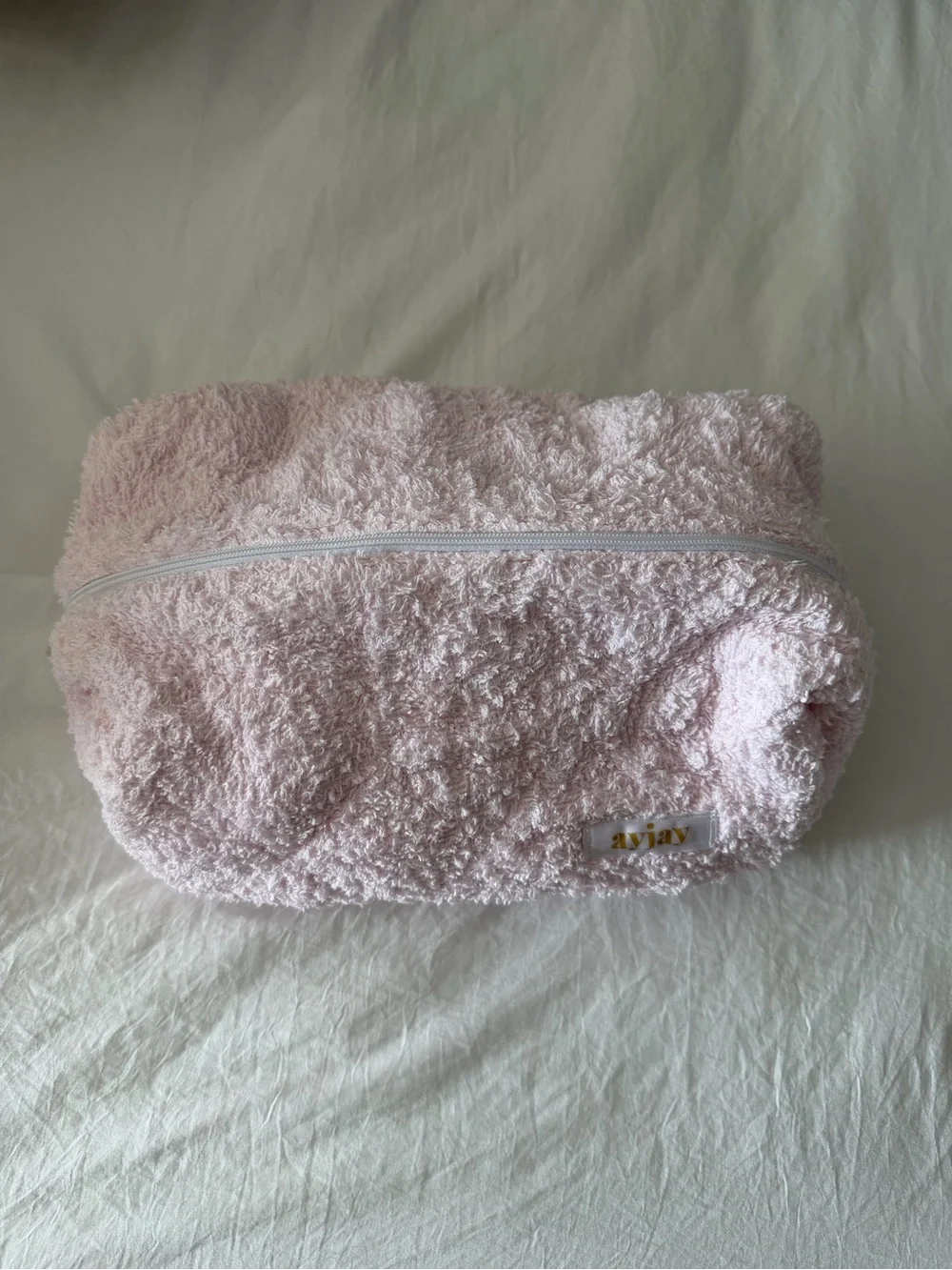 ayjay Pink Quilted Terry Zip Cosmetic Bag